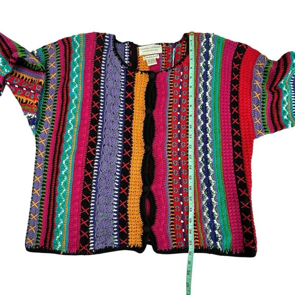 Casual Corner Limited Edition Knitted By Hand Cardigan Sweater Small Rainbow - Picture 8 of 8